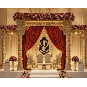 Mandap con Adornos de Bigote, Decoraciones Elegantes para Bodas, DST Exports, Fácil Instalación, Mandaps Dorados para Bodas con Pasillo y Pilares, EE. UU. y Reino Unido - Product Image 4