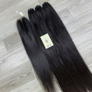 Extensions de cheveux humains vierges vietnamiens de qualité supérieure 2x6 HD Closure et Raw, couleur noire naturelle, double trame, tissage à la machine, provenant de l'usine - Product Image 3