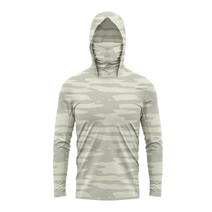 เสื้อฮู้ดดี้ตกปลาลายพรางสำหรับผู้ชาย ป้องกันแสงแดด UPF50 แห้งเร็ว ผลิตจากผ้าสแปนเด็กซ์/โพลีเอสเตอร์ แขนยาว เสื้อฮู้ดดี้สำหรับเล่นกีฬา - Product Image 3