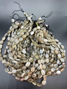 ลูกปัดมูนสโตนสีเทาธรรมชาติ รูปทรงวงรี ใสพิเศษ คุณภาพดี ลูกปัดพลอยสีเทา ร้อยเป็นเส้น - Product Image 2