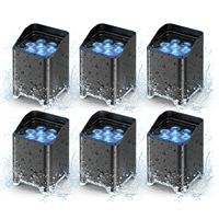 6 projecteurs Uplight avec flight case de chargement, 7x20W RGBWUV 6-en-1, à batterie, pour salles de mariage, fêtes et éclairages de scène