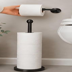 Toilet <b>Paper</b> Holder Stand, <b>Black</b> Floor Standing <b>Tissue</b> Roll Holder with Reserve Compact Design Bathroom Toilet <b>Paper</b> Roll Holder - Product Image 2