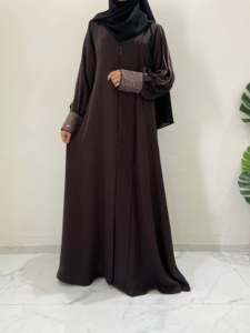 Wholesale Beaded <b>Sequined</b> Breathable Lightweight Floor Length Long Sleeve Handmade Modest Dubai Muslim Wedding Abaya - Product Image 2