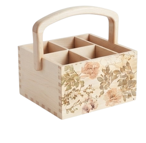 Support de Bar en Bois Imprimé Floral en Acacia, Organisateur d'Ustensiles de Cuisine – Vente Flash - Product Image 4