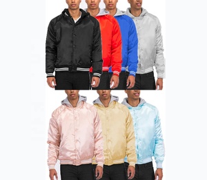 Chaqueta Universitaria de Invierno de Alta Calidad, Chaqueta Varsity de Seda con Bordado en Blanco, Chaqueta de Béisbol de Satén Personalizada al por Mayor para Hombre, Resistente al Viento - Product Image 1