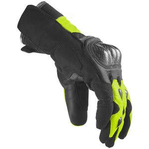 Black And Neon Yellow Leather Motorbike <b>Gloves</b> Wrist-Length Breathable Sporty Style For Cycling Spring Summer Use Motorcycle <b>men</b> - Product Image 2