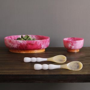 Ensemble de service à salade de luxe en résine, ustensiles de salade haut de gamme, couverts en résine faits à la main, effet marbre, service à salade en acrylique brillant - Product Image 4