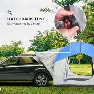 Tenda SUV Impermeabile da 2000mm con 3 Porte e Finestra a Rete, per 5-6 Persone, da Campeggio e Viaggio, in Tela Grigia e Blu, Capacità 2 Persone - Product Image 4
