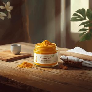 Crème de masque facial au curcuma et au bois de santal biologique, masque facial en boue blanchissant pour la revente, commande en gros, fournisseur - Product Image 3