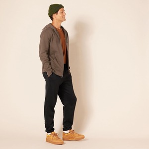 Sweat-shirt à capuche marron pour homme, coupe classique, décontracté, pour l'automne, col roulé, fermeture éclair, matière polaire - Product Image 5