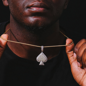 Pendentif Pique de Luxe en Argent Sterling 925 Micro-Pavé de Diamants de Laboratoire, Chaîne Hip Hop, Bijou Carte à Jouer pour Mariage - Product Image 2