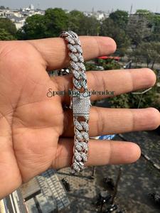 Pulsera de Cadena Iced Link de Plata 925 Chapada en Oro de Alta Calidad, Estilo Hip Hop Cubano, con Moissanita VVS Certificada, Esplendor Brillante - Product Image 6