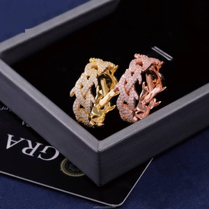 ZAWO HOUSE Luxury 18K Gold Plated Spiked Design VVS1 Mossanite Pave Setting <b>Ring</b> <b>925</b> Sterling <b>Silver</b> Hip Hop Cuban Style Unisex - Product Image 3