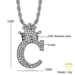 Collier pendentif couronne de luxe en moissanite et diamant, argent sterling 925 plaqué or, bijoux hip hop pour homme - Product Image 2