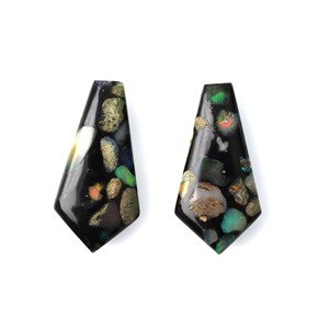 Buena calidad, 11x17mm, forma de cometa Briolette, Ópalo negro Natural, par combinado de cobre, piedras preciosas sueltas para hacer joyas DIY, hallazgos - Product Image 1