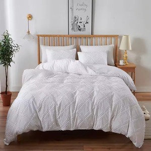 Parure de lit en coton uni coloré 400TC, lavable, style simple, ensemble de couette 3 pièces bleu - Product Image 3