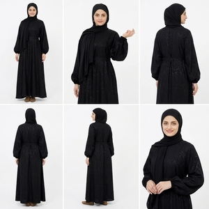 Abaya Maxi Islámica Casual para Mujer, Larga, con Diseño Sólido Antiarrugas de Satén y Chal a Juego - Product Image 5