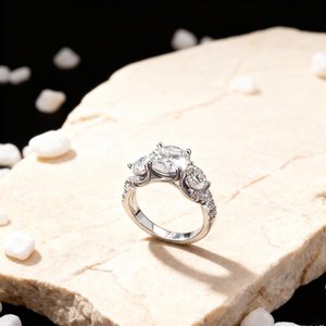 Romantic Moissanite Round Cut Dual Proposal <b>Ring</b> <b>Set</b> For Women's Original 925 <b>Silver</b> Fine for Anniversary Gift For Partners - Product Image 4
