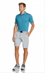 Polo de Manga Corta Azul para Hombre, Corte Regular, Color Sólido, Tejido Transpirable, Estilo Casual - Product Image 1