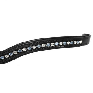 Lujo azul cielo y cristales transparentes en forma de V Banda de cejas de caballo acolchada negra en tamaños de mazorca completos Se acepta pedido al por mayor - Product Image 6