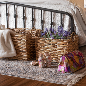 Water Hyacinth <b>Basket</b> With Handle Nice Style, Eco-Friendly <b>Basket</b> Best Storage Solution For Bedroom, Living Room From Vietnam - Product Image 5