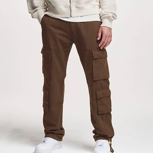Pantalones Cargo Marrones para Hombre, Cintura Elástica, Múltiples Bolsillos, Estilo Casual, Material de Lona, Peso Medio, para Otoño - Product Image 1