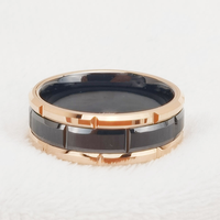 Bague en carbure de tungstène noir et or rose avec motif géométrique entrelacé, alliance pour couples, bijoux tendance en gros