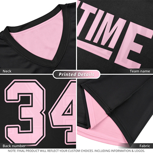 Camiseta de Baloncesto Deportiva Personalizada Negra y Rosa de Doble Cara - Product Image 3