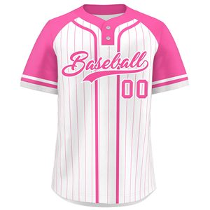 Maillot de baseball en polyester interlock à manches rayées, design personnalisé, emballage sur mesure, logo brodé sur le devant - Product Image 3