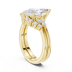 แหวนเพชรทรงมาร์คีส์ 2.50 กะรัต ทอง 14K หรูหรา ได้รับการรับรองจาก IGI พร้อมแหวนวงแหวนเข้าชุด สำหรับผู้หญิง ใช้ในงานหมั้นและงานแต่งงาน - Product Image 3