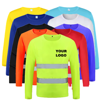 Chemises de travail haute visibilité pour hommes, uniformes de travail fluorescents en polyester à rayures réfléchissantes