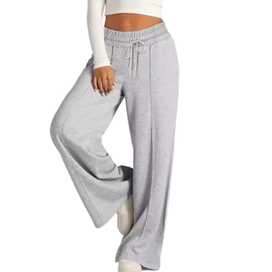 Colección Primavera Verano, Pantalones Casuales Rectos de Color Sólido para Mujer, Pantalones Anchos Versátiles con Cintura Elástica - Product Image 1