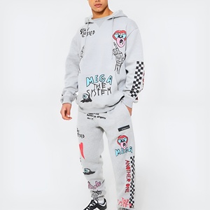 Conjunto Deportivo para Hombre, Sudadera con Capucha y Pantalones Jogger, Estampado Completo, Ropa Casual Urbana, Corte Holgado, Ropa de Invierno, Logotipo Personalizado, Venta al Por Mayor - Product Image 1