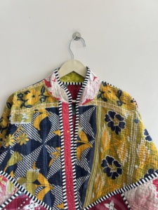 Reversible Short Kantha Coat For Women Boho Handmade <b>Patchwork</b> Trendy Overcoat <b>Jacket</b> - Product Image 5