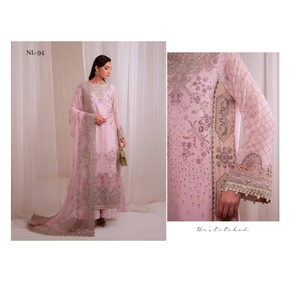 Ssumaira <b>Present</b> Omara festive <b>eid</b> collection by Nureh Embroidered Embellished silk & chiffon jacquard collection Anarkali - Product Image 3