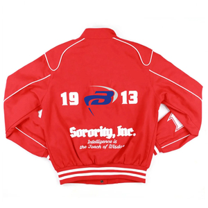 Delta |   Sigma |   Chaqueta de Carreras Theta Sorority para Motociclistas, Chaqueta de Carreras con Logotipo Bordado Personalizado para Hombres - Product Image 2