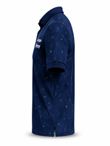 เสื้อเชิ้ตแขนสั้นสีกรมท่าสำหรับผู้ชาย ผ้าถักโพลีเอสเตอร์/คอตตอน ระบายอากาศได้ดี สไตล์ลำลอง ปักโลโก้แบบกำหนดเองด้านหน้า - Product Image 4