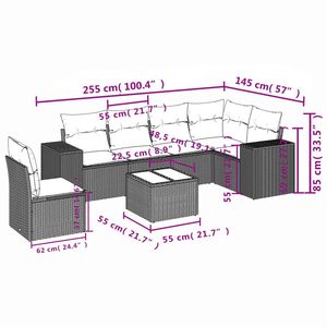 Juego de sofás de patio de ratán sintético negro de 7 piezas con cojines, elegantes muebles de exterior - Product Image 3