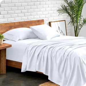 Striped Blue Cotton Bed Sheet <b>Set</b> 4 Piece Fitted Flat Sheets Pillowcases All Season Breathable Home Use - Product Image 4