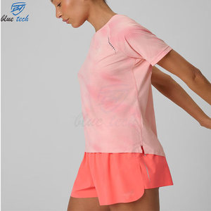 Wholesale Women Plus Size Solid <b>Washed</b> Breathable Elastic Waist Athletic Set Crop Top Fitness Running Shorts Gym Training - Product Image 6