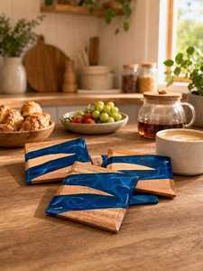 Artisan Acacia Wood Resin <b>Coaster</b> Set Decorative Wooden <b>Drink</b> <b>Coasters</b> for Tea, Coffee, Cocktails & Entertaining - Product Image 3