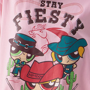 Camiseta Rosa para Mujer con Estampado de Dibujos Animados, Cuello Redondo, Manga Corta, Corte Holgado, Informal, 100% Algodón Jersey, Transpirable, para Primavera/Verano - Product Image 4