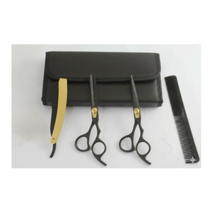 Ciseaux de coiffure professionnels noirs, ciseaux de barbier, ciseaux à cheveux, rasoir, acier inoxydable allemand - Product Image 3