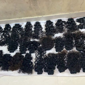 Extensions de cheveux naturels bouclés Remy indiens non traités, double trame machine, style afro, en paquet - Product Image 1