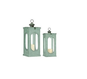 New Handmade Portable Durable Classic Metal &Glass Candle <b>Lantern</b> With Sky Blue Finished Candle <b>Lantern</b> for Home <b>set</b> of 2 - Product Image 1