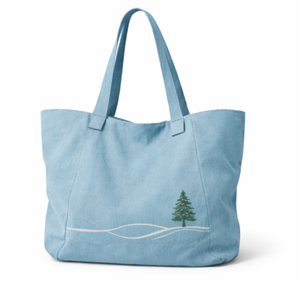 Sac de plage en toile bleu clair COTTON VOYAGE, grande taille, avec motif personnalisé, poignée d'épaule, sac de shopping, usage quotidien, voyage - Product Image 1