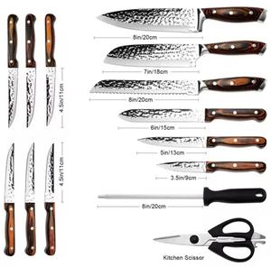 Couteaux de chef Damas de haute qualité, style unique et personnalisé, 11 pièces, avec manche sur mesure, multi-usages et écologiques - Product Image 2