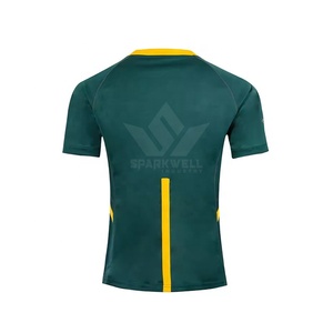 เสื้อยืดรักบี้สีเขียวสำหรับผู้ชาย แขนสั้น คอกลม ระบายความชื้นได้ดี ผลิตจากโพลีเอสเตอร์ ทรงปกติ สีพื้น ใส่ได้ทุกฤดูกาล ชุดกีฬา - Product Image 6