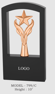 Trofeo Estrella Chapado en Oro, Plata y Cobre de 10 Pulgadas, Premio Deportivo con Impresión UV y Grabado, Base de Madera Ecológica, Trofeo de Metal - Product Image 2