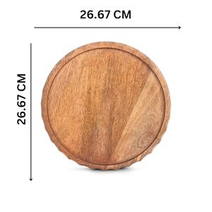 Plateau décoratif en bois moderne, plateau de service rond à bord festonné, décoration de table pour salon, table basse, mariage - Product Image 2